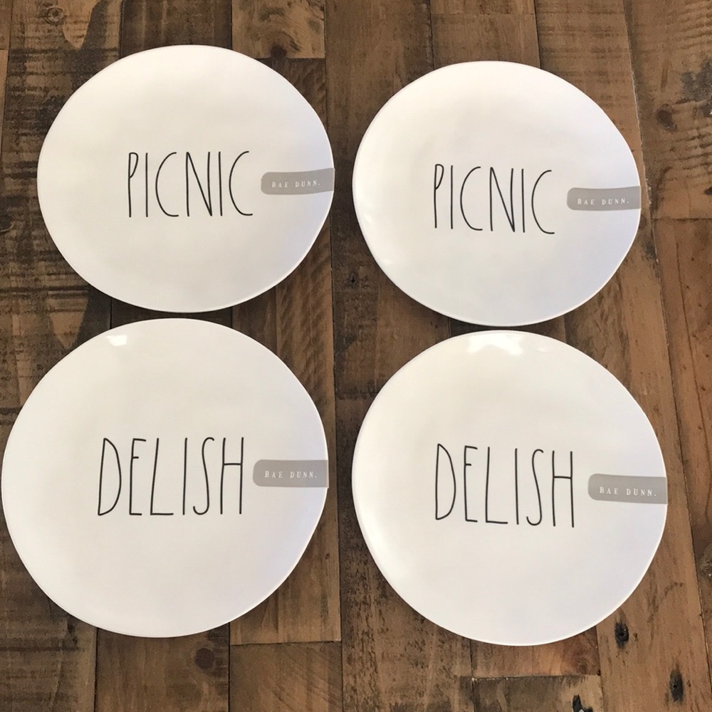 Set of 4 Rae Dunn Melamine Plates Small